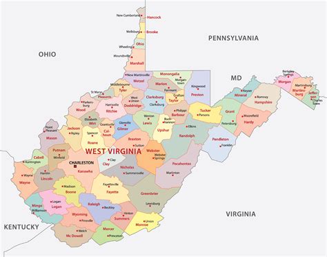 Map of Counties in West Virginia